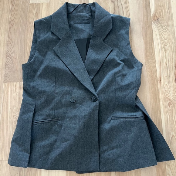 Zara grey double breasted vest NWOT - Picture 5 of 6